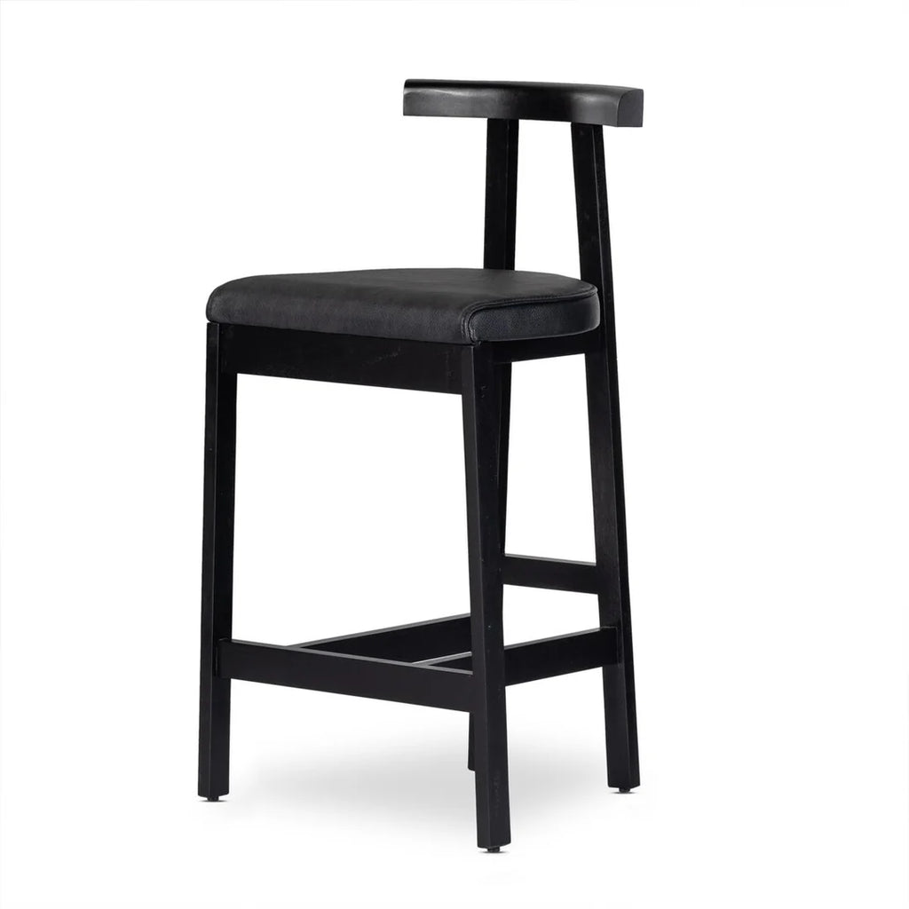 Bar Stool  Black Leather