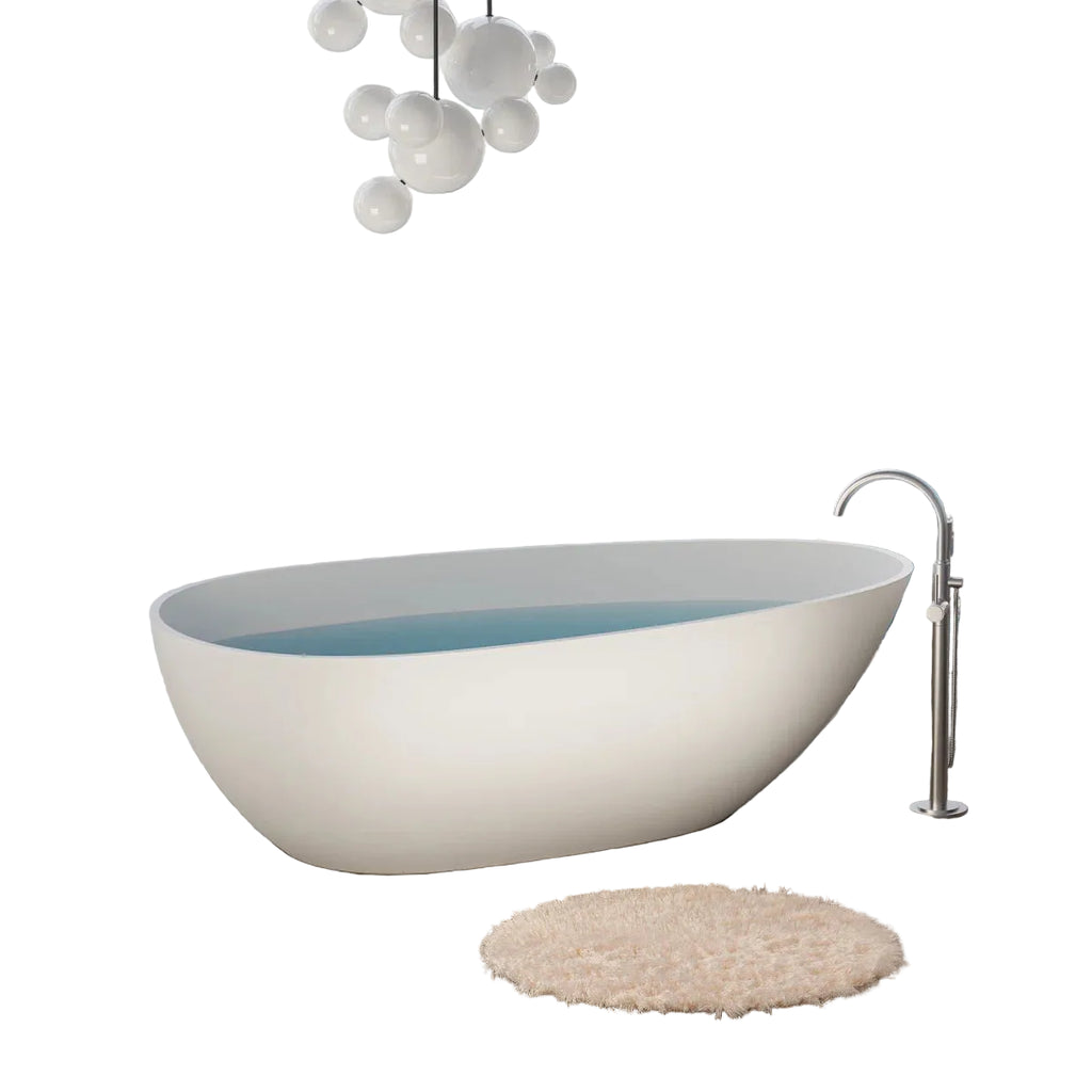 59" x 31" Freestanding Soaking Solid Stone Resin Bath Tub