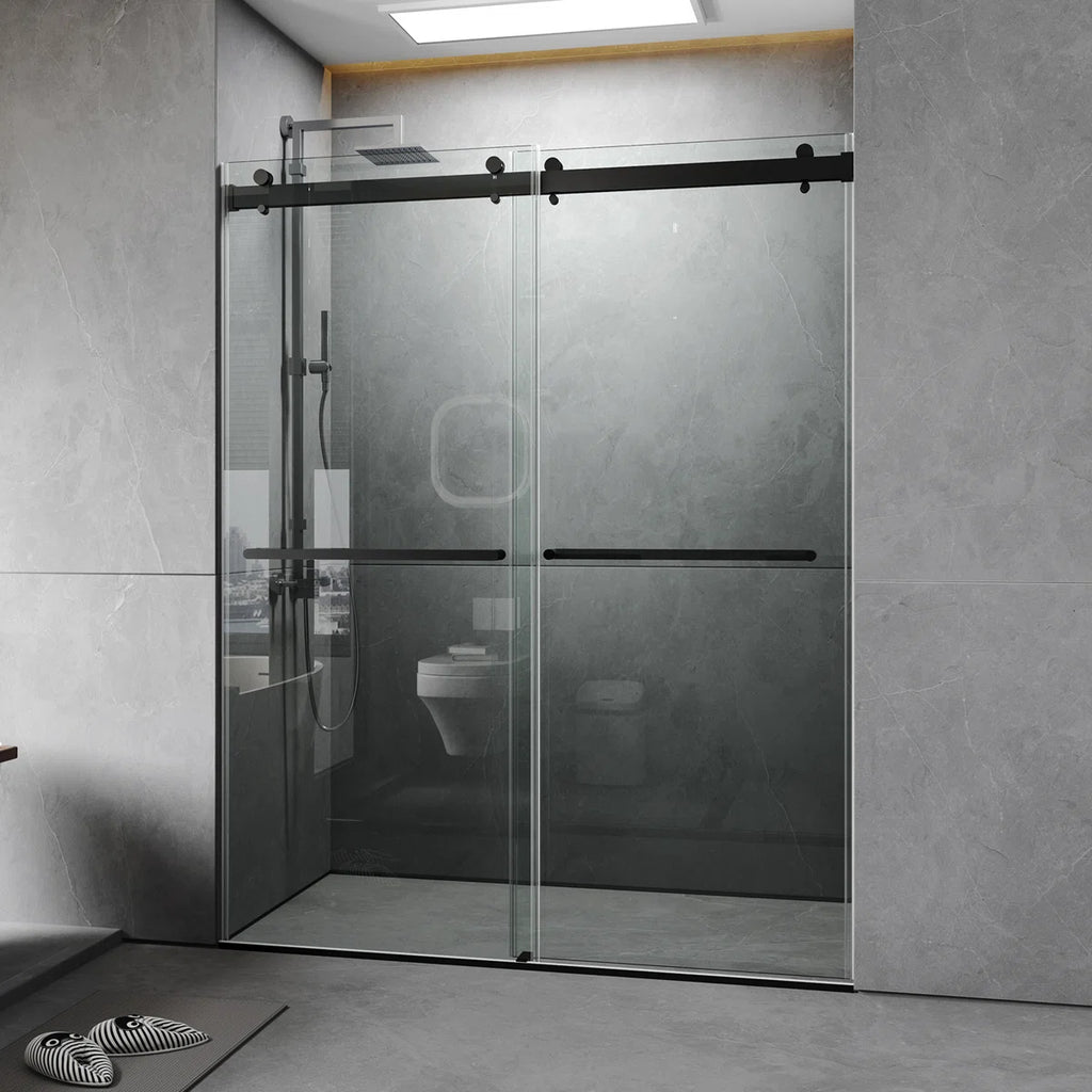 60'' W x 76'' H Door Sliding Frameless Shower Door with 3/8-in (10mm)Tempered Glass