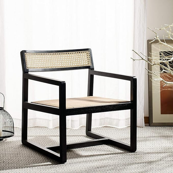 Black and Natural Cane Accent Chair