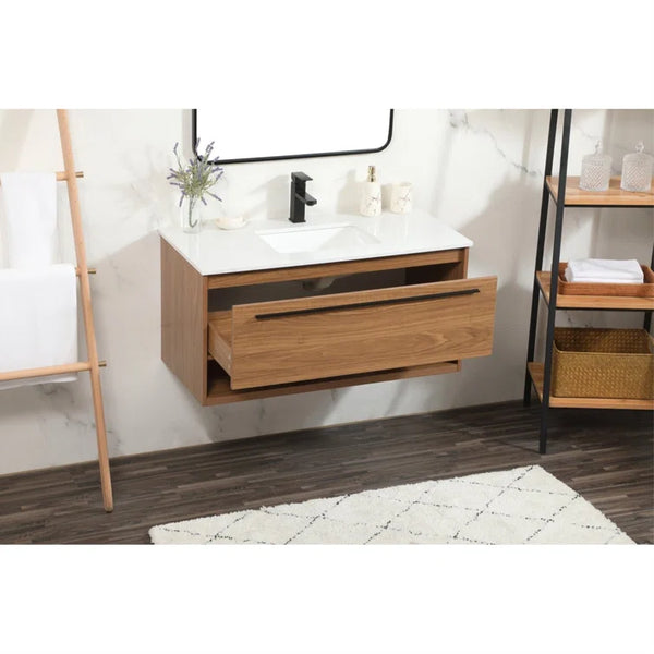 Anspach 40'' Single Bathroom Vanity with Engineered Marble Top