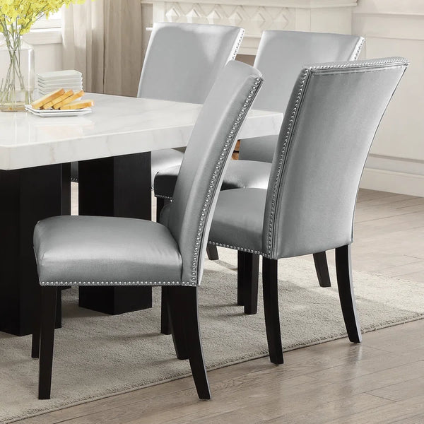 Grey/Silver Dining Chair with Nailhead Trim (Set of 2)