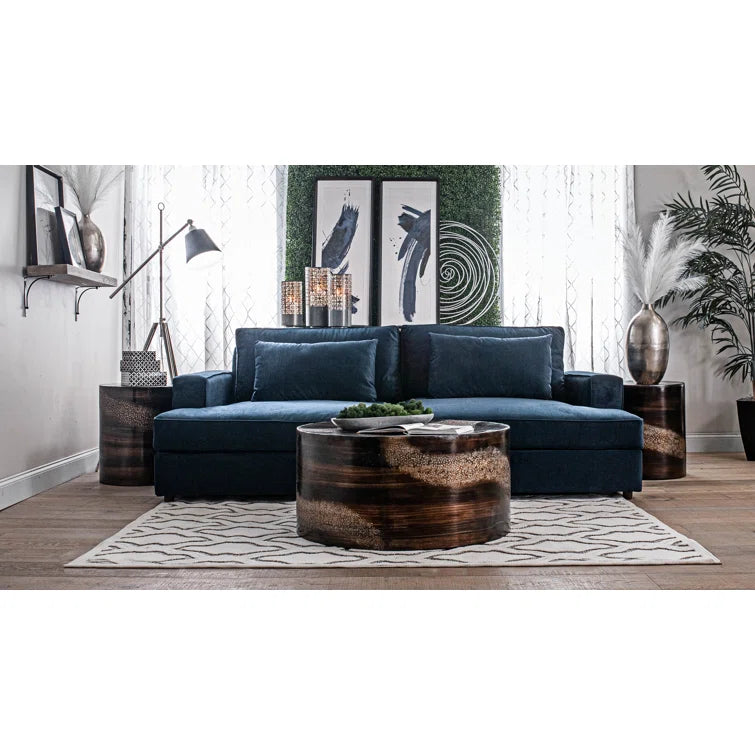 Bailey 96" Square Arm Sofa with Reversible Cushions Blue