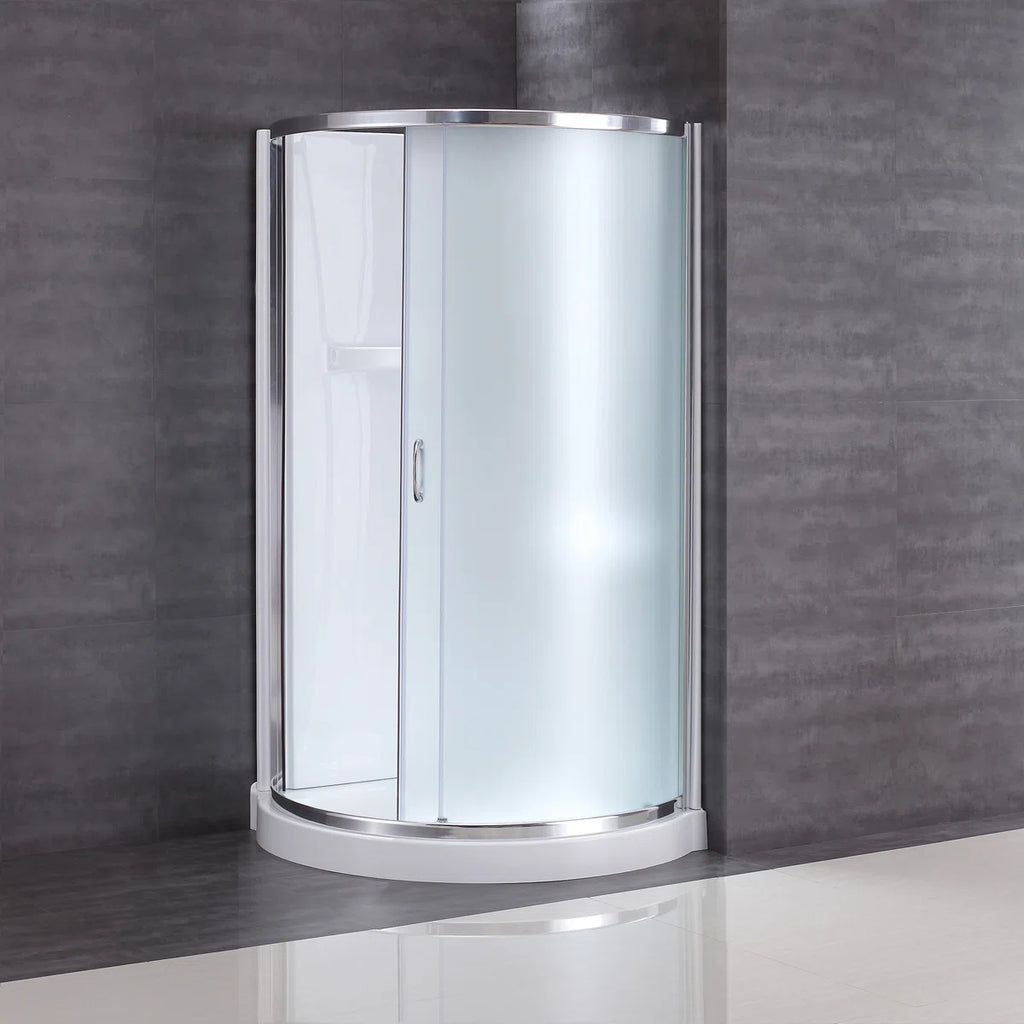 Breeze 32.68'' W 77.36'' H Framed Round Reversible Shower Kit (Set of 3)
