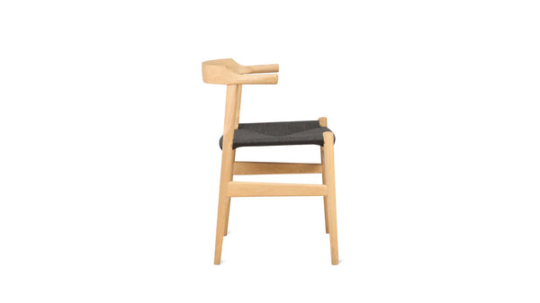 Tuck In Dining Chair White Ash, Black Papercord Seat