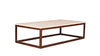 Ellis Rectangular Coffee Travertine and Wood Coffee Table