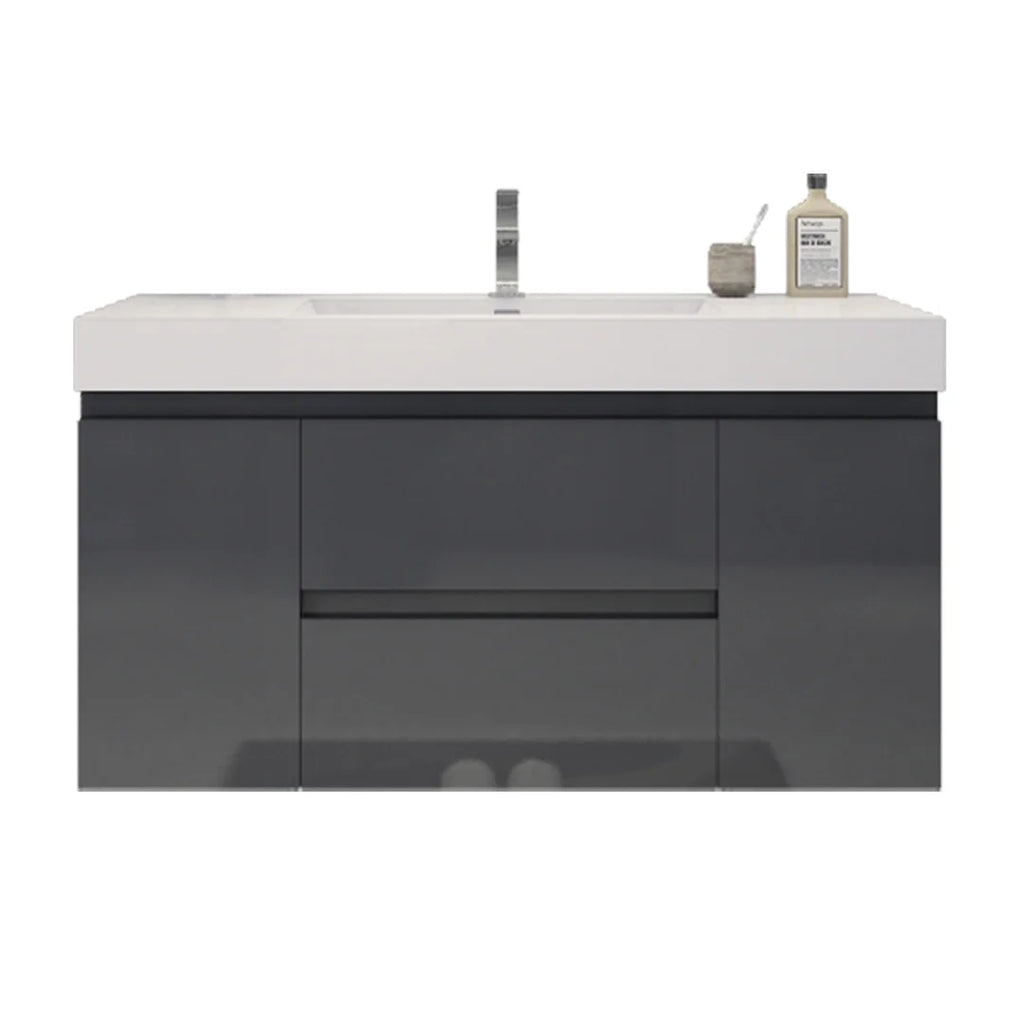 47.5'' Single Bathroom Vanity with Top high gloss grey