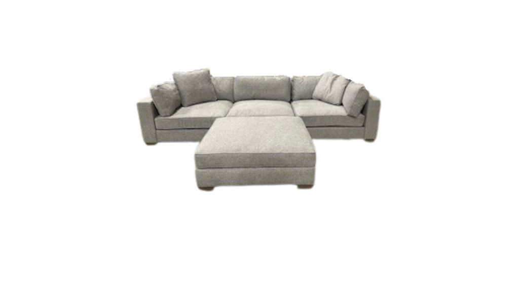 NOA Coastal 3-Piece Modular Sofa + Ottoman (Grey)