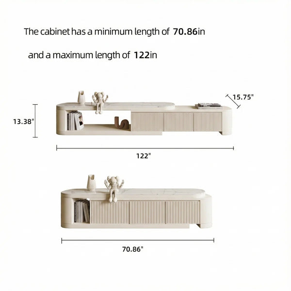 Faux Marble Countertop, Media Console With 3 Drawers,