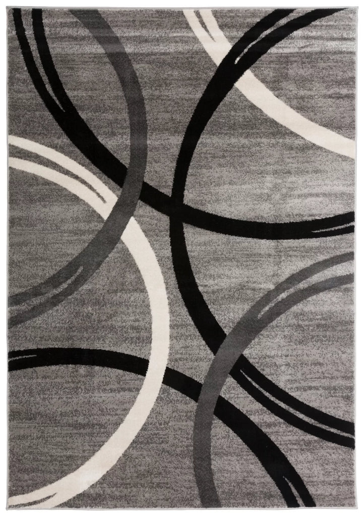 Abstract Gray/Black/Ivory Area Rug 10'x 14''