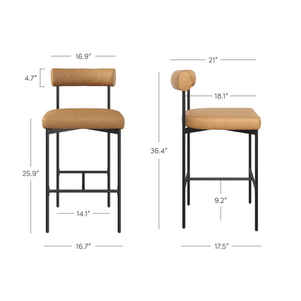 Faux Leather Bar Stool with Metal Legs