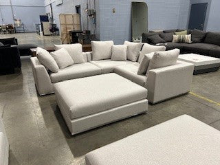 Flow 3-Piece Sectional with Arms + Ottoman Beige