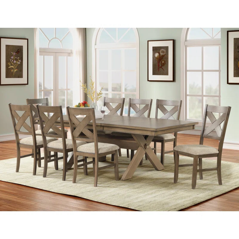 Gracie Oaks Extendable Table with 8 Chairs (minor damage)