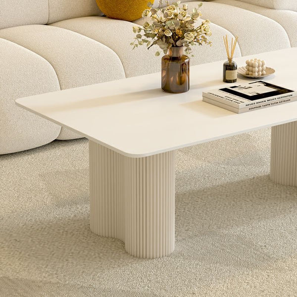 White Metal Coffee Table with Double Pedestal