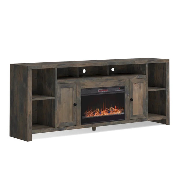 84 inch Electric Fireplace TV Stand for TVs up to 88 inches, Barnwood Finish (Minor damage)