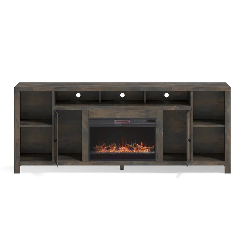 84 inch Electric Fireplace TV Stand for TVs up to 88 inches, Barnwood Finish (Minor damage)