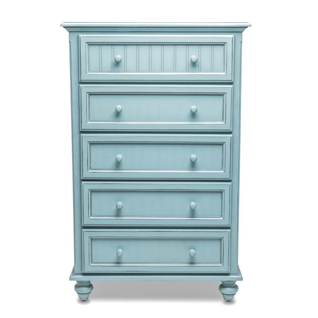 5 - Drawer Coastal Chest Solid Wood (minor Damage)