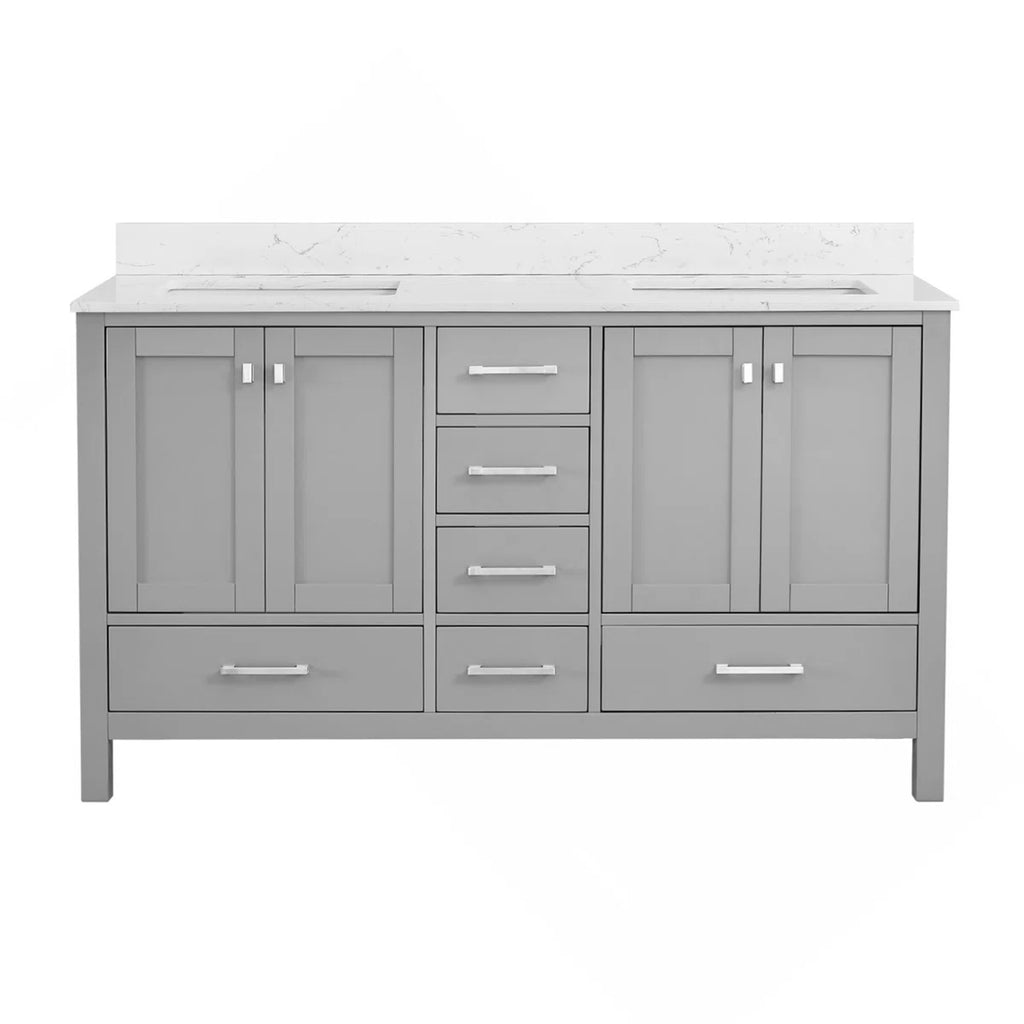 60-inch Countertop with Double sink, gray(Minor Damge)