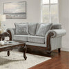 Hernen Carved Wood Frame Grey Loveseat