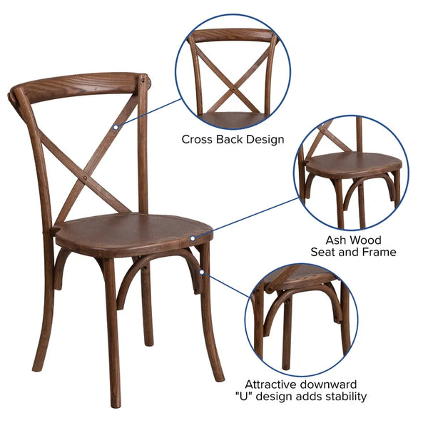 Rustic Cross Back Dining Chair (Set of 2)