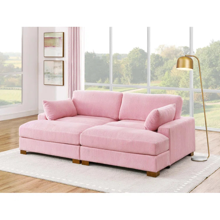Mordecai 90'' Corduroy Sleeper Sofa - Pink