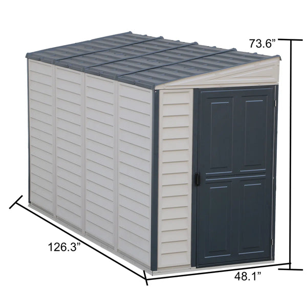 Storage shed, 4 ft W x 10 ft D