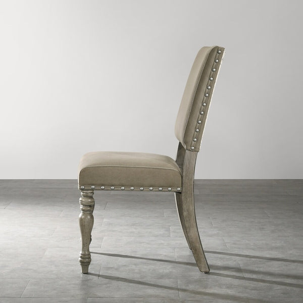 Roundhill Furniture Birmingham Script Printed - Dining Chair with Nail head, Set of 2