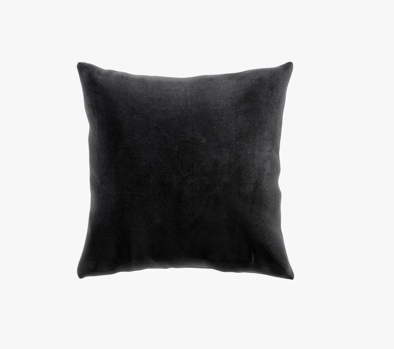 Square black velvet pillow