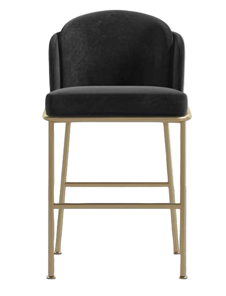 Grey velvet  counter stool (black and gold)
