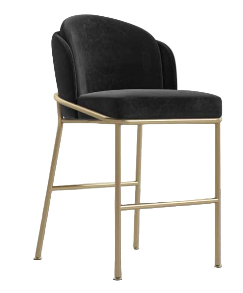 Grey velvet  counter stool (black and gold)