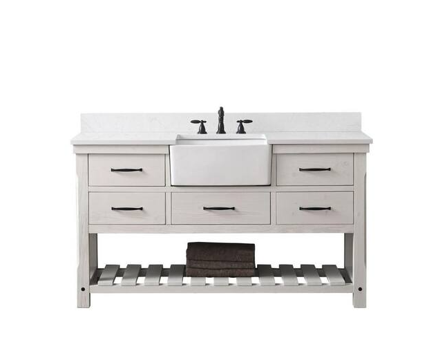 Wesley 60 in. W x 22 in. D Bath Vanity White with White Sink