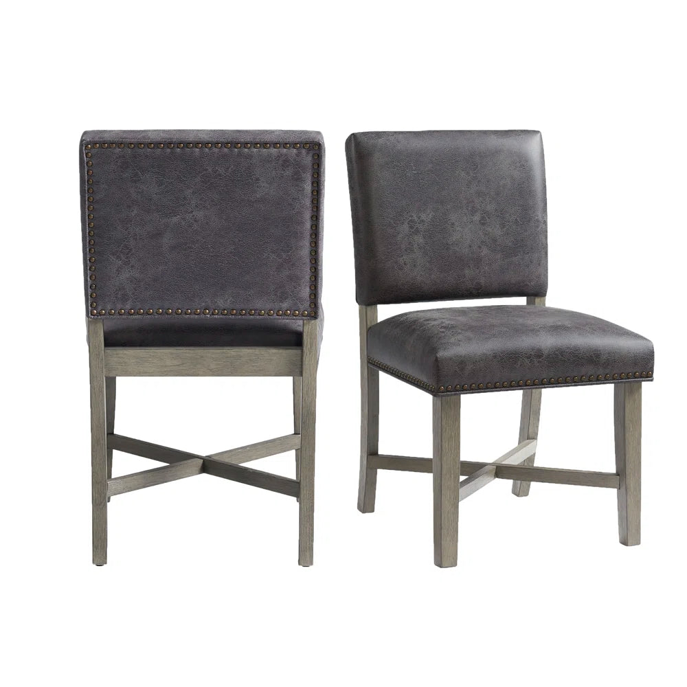 Upholstered Side Chair in grey (Set of 2)