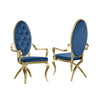 Tufted Blue Velvet King Louis Back Arm Chair (Set of 2)