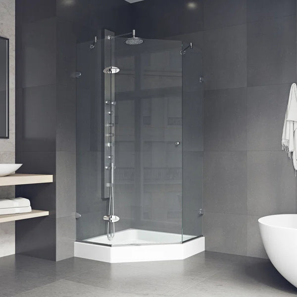 Verona Hinged Frameless Shower Enclosure - Glass & Base