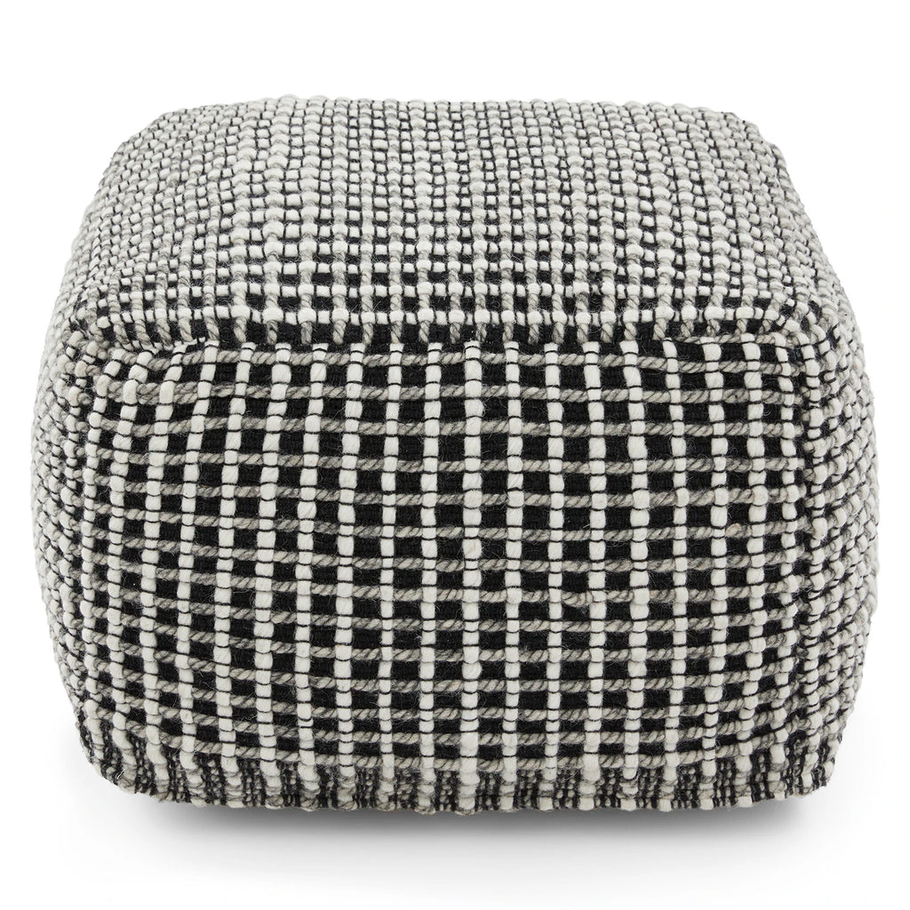 Black and White Weave Pouf