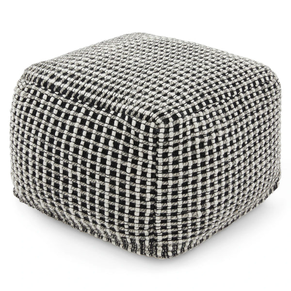 Black and White Weave Pouf