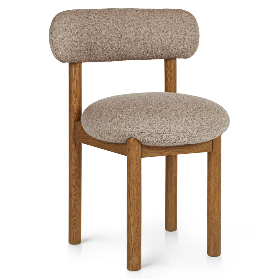 Sandstone Wool Bouclé Smoked Oak Dining Chair (Set of 2) (Minor damge)