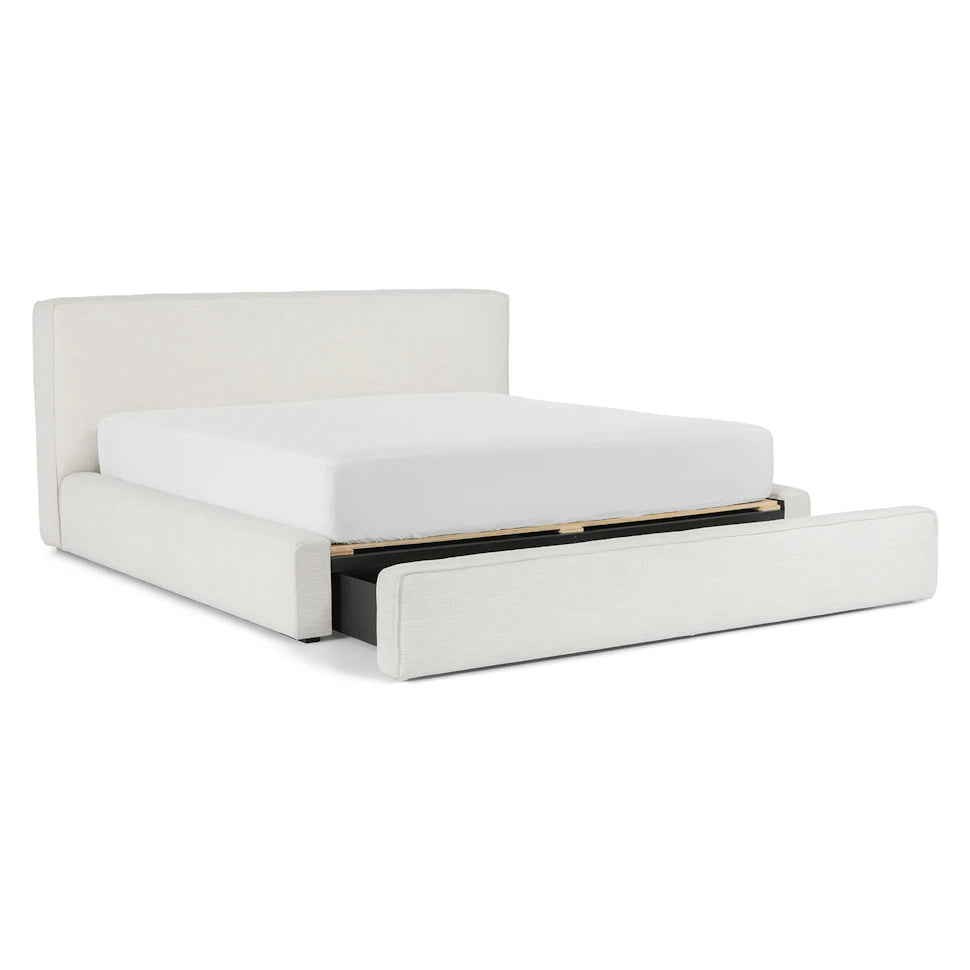 Ivory King Storage Bed (Minor damage)