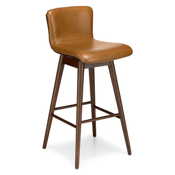 Tan Walnut Swivel Bar Stool