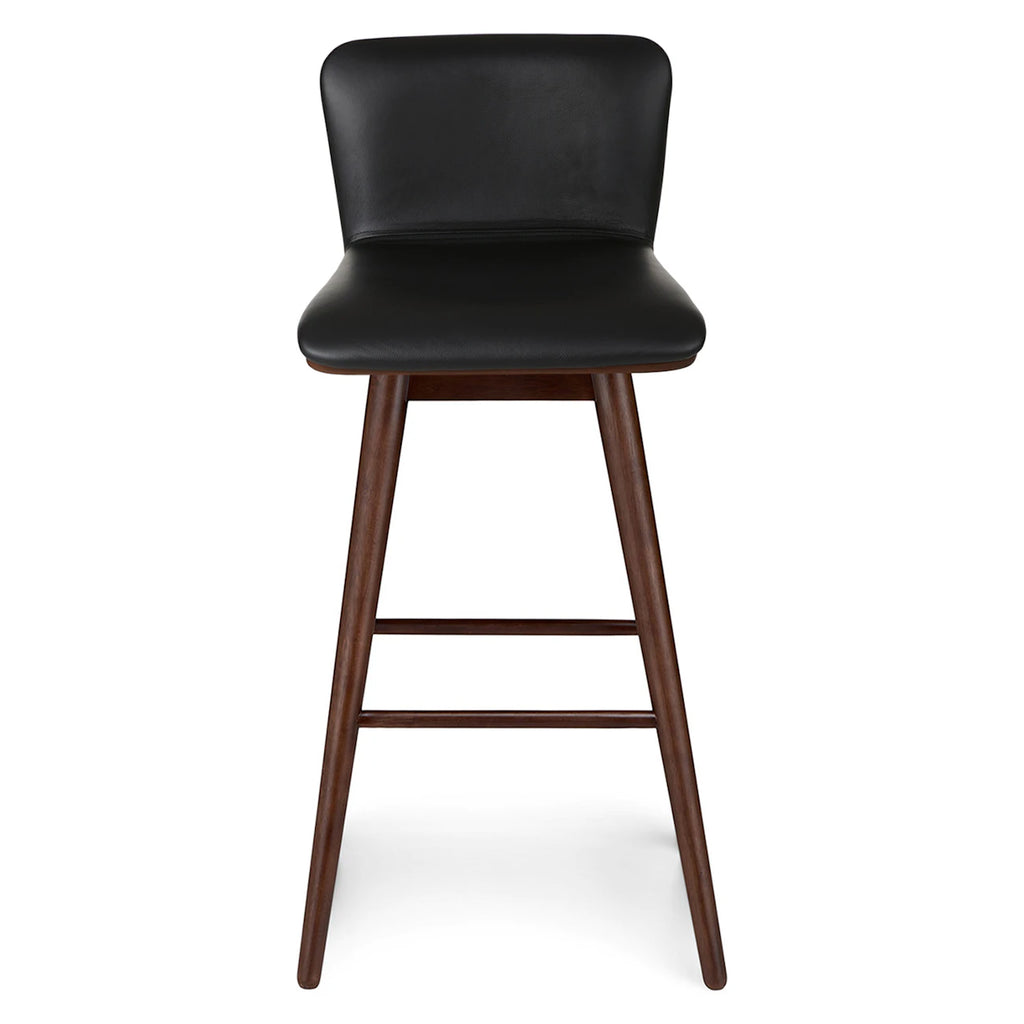 Leather Swivel Bar Stool - Walnut and Black - Minor Damage