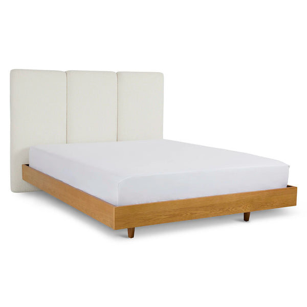 Queen Headboard - Lunaria White Bouclé