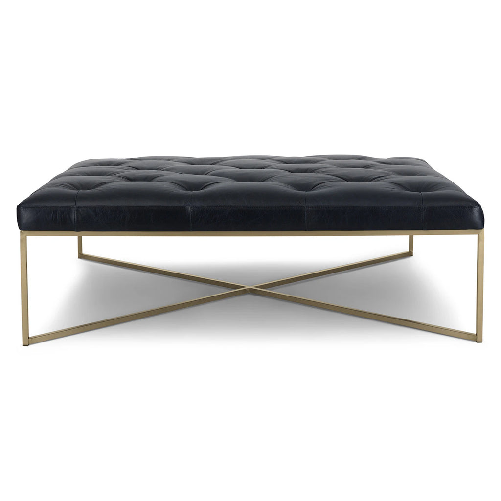47" Leather Square Ottoman - Charme Black