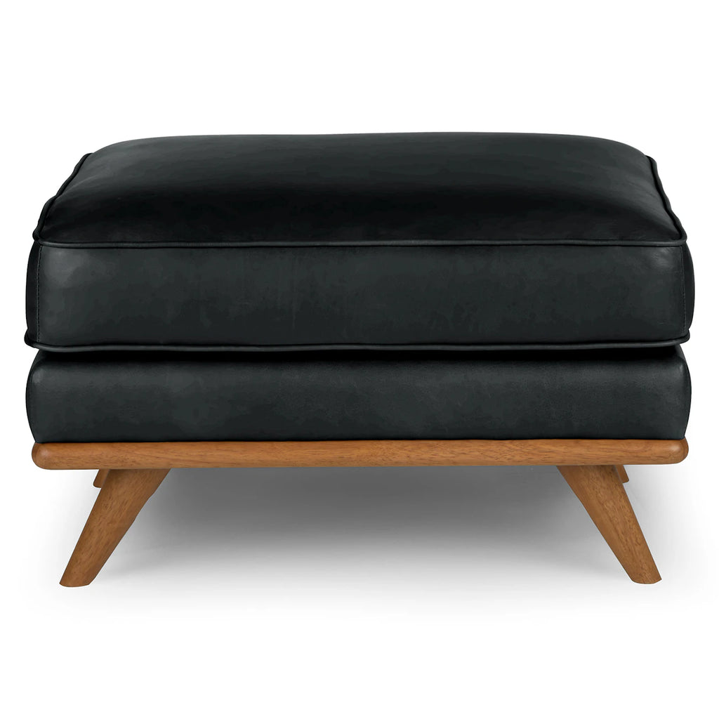 31" Leather Ottoman - Charme Black