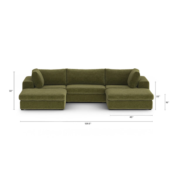 Modular U Sectional -  Green