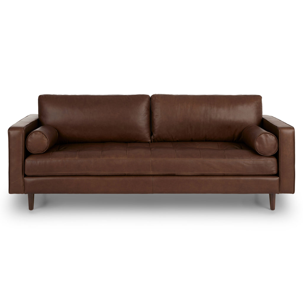 88" Tufted Leather Sofa - Charme Chocolat