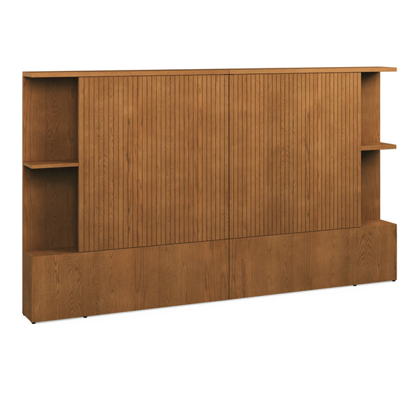 Queen Storage Headboard  - Smoked Oak