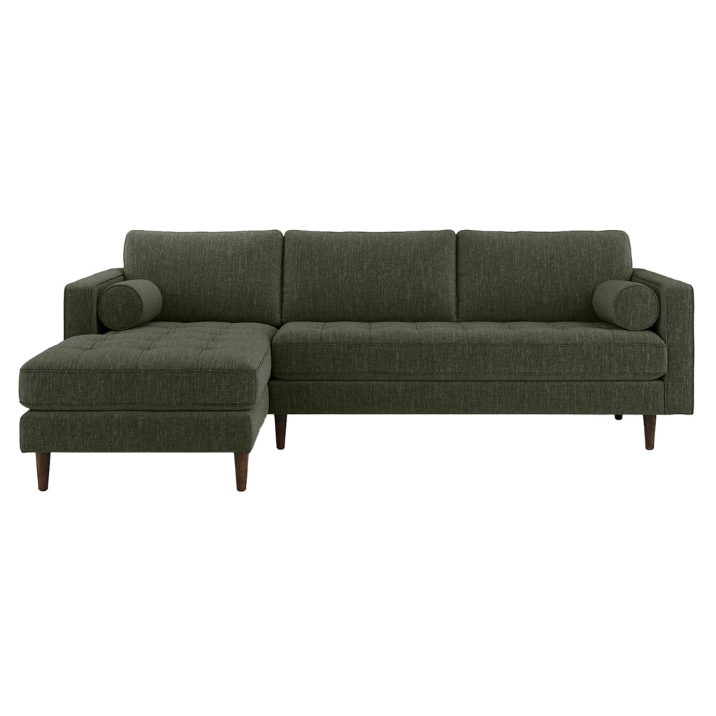 Sen 100" Tufted left sofa - fir green