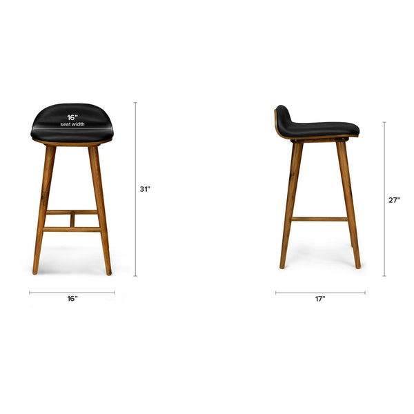 Sidi Leather Counter Stool - Walnut Black