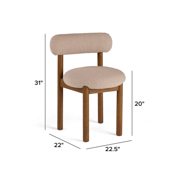 Dining Chair - Smoked Oak and Sandstone Wool Bouclé