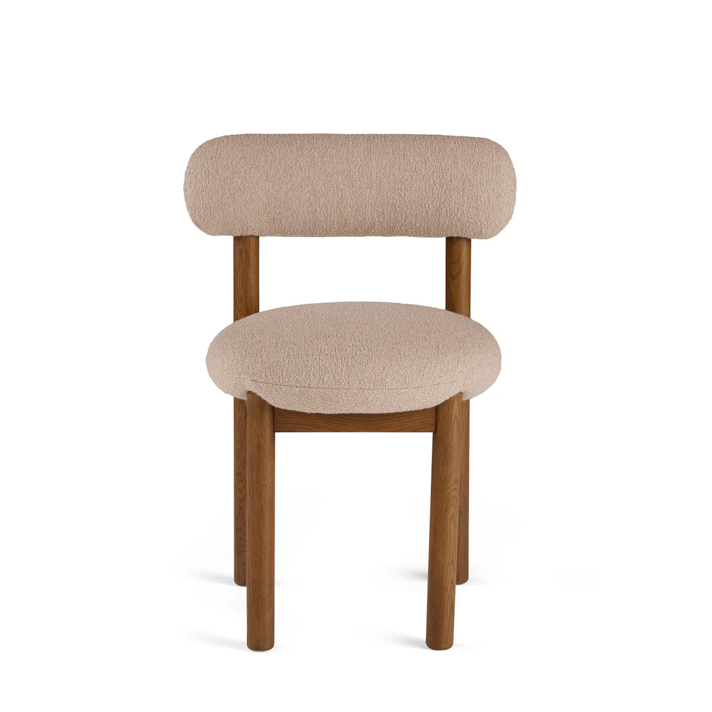 Dining Chair - Smoked Oak and Sandstone Wool Bouclé